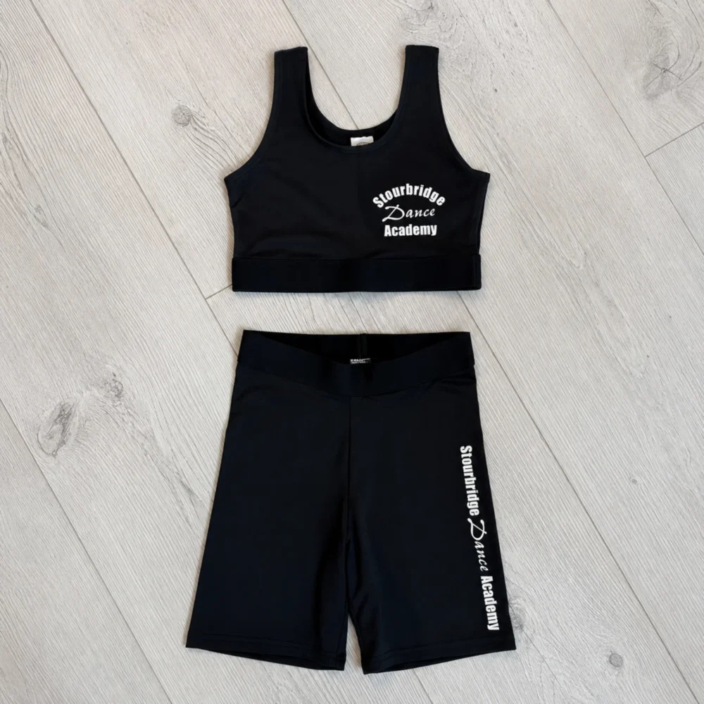 loved by thousands (13) Black Logo Cropped Top and Shorts Set