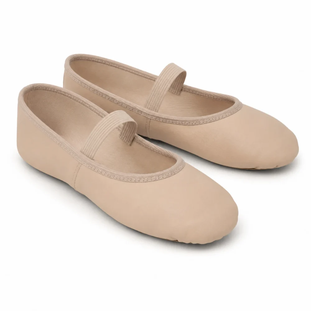 pink leather ballet shoe